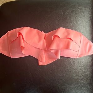 Arizona Jean co strapless coral bikini swim top with a tie back